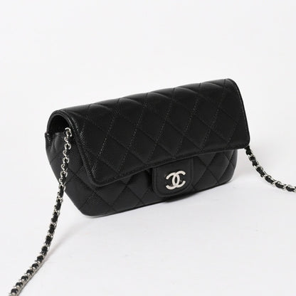 Chanel Classic Eyewear Case CC Logo Caviar Leather Black Silver — view 4