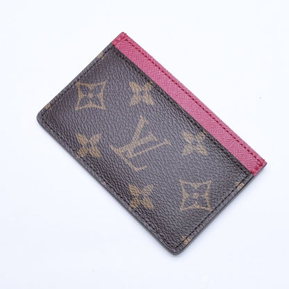 Louis Vuitton Card Case Porte Cartes Simple Monogram Canvas Brown Fuchsia — view 4