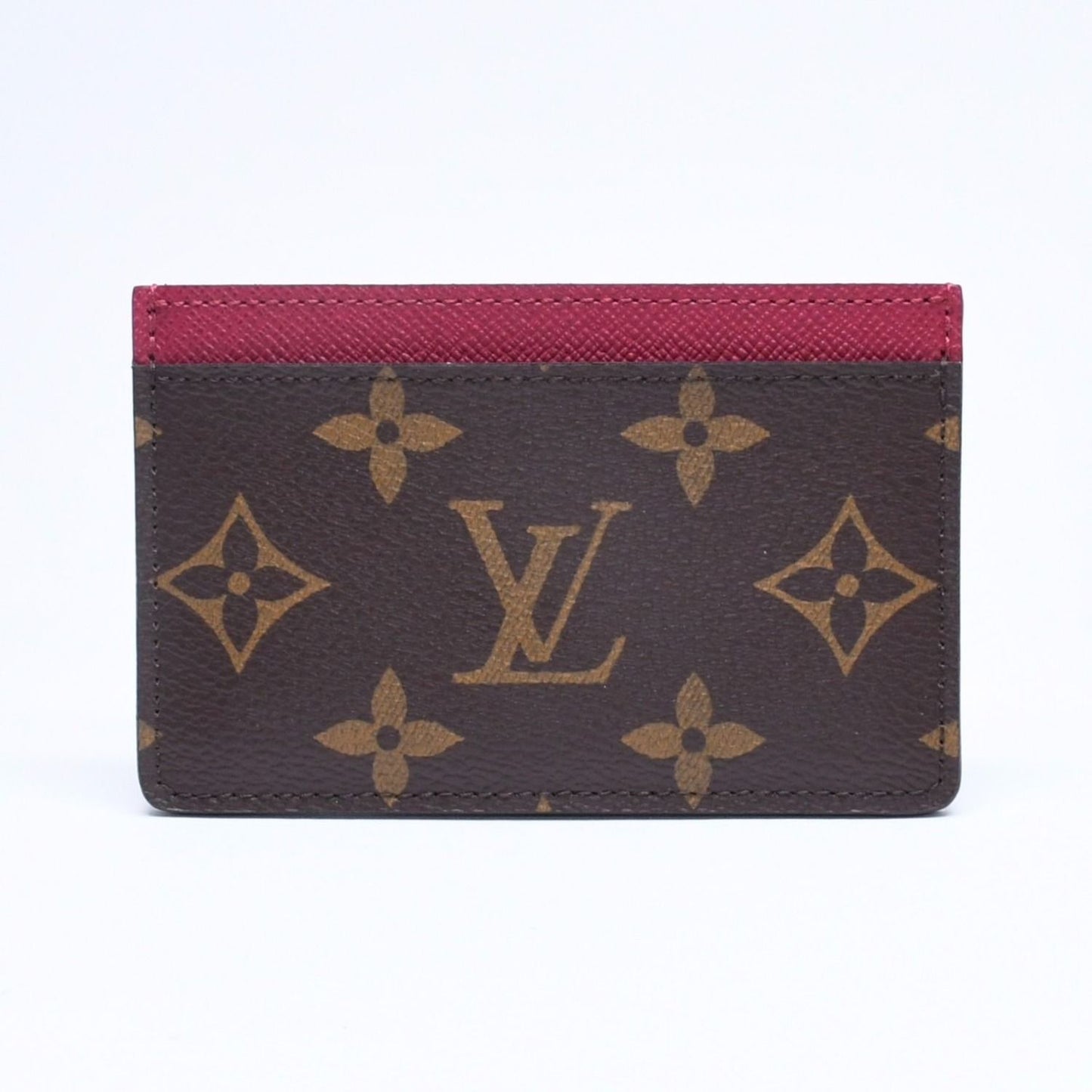 Louis Vuitton Card Case Porte Cartes Simple Monogram Canvas Brown Fuchsia — view 2