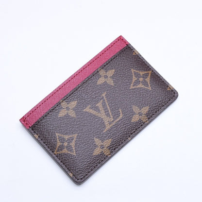 Louis Vuitton Card Case Porte Cartes Simple Monogram Canvas Brown Fuchsia — view 5