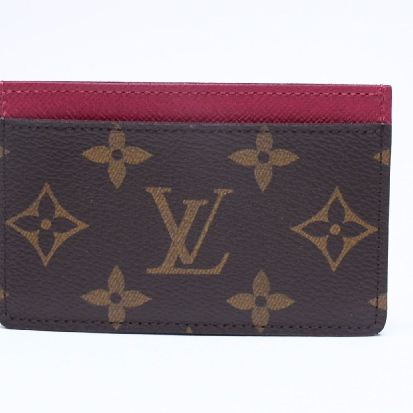 Louis Vuitton Card Case Porte Cartes Simple Monogram Canvas Brown Fuchsia — view 3