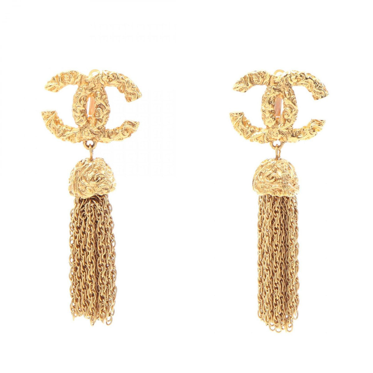 Chanel Earrings CC Logo Fringe Swing