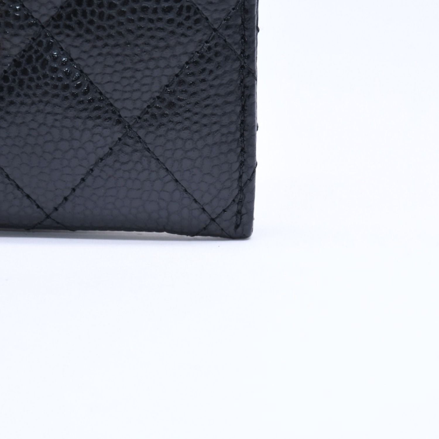 Chanel Classic Card Case Caviar Leather Quilted Black CC Logo Random Serial — view 7