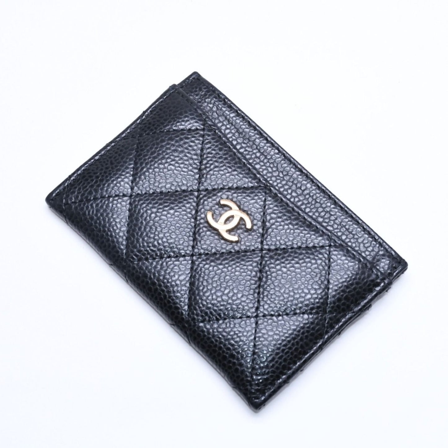 Chanel Classic Card Case Caviar Leather Quilted Black CC Logo Random Serial — view 4