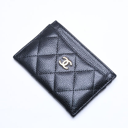Chanel Classic Card Case Caviar Leather Quilted Black CC Logo Random Serial — view 4