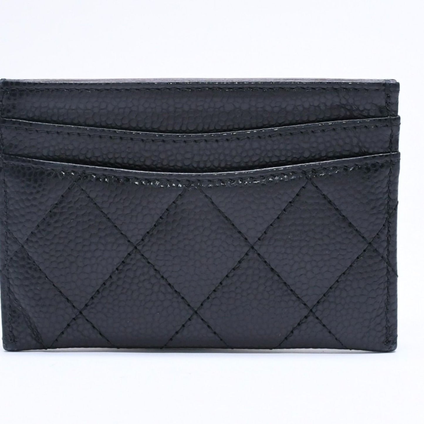 Chanel Classic Card Case Caviar Leather Quilted Black CC Logo Random Serial — view 3