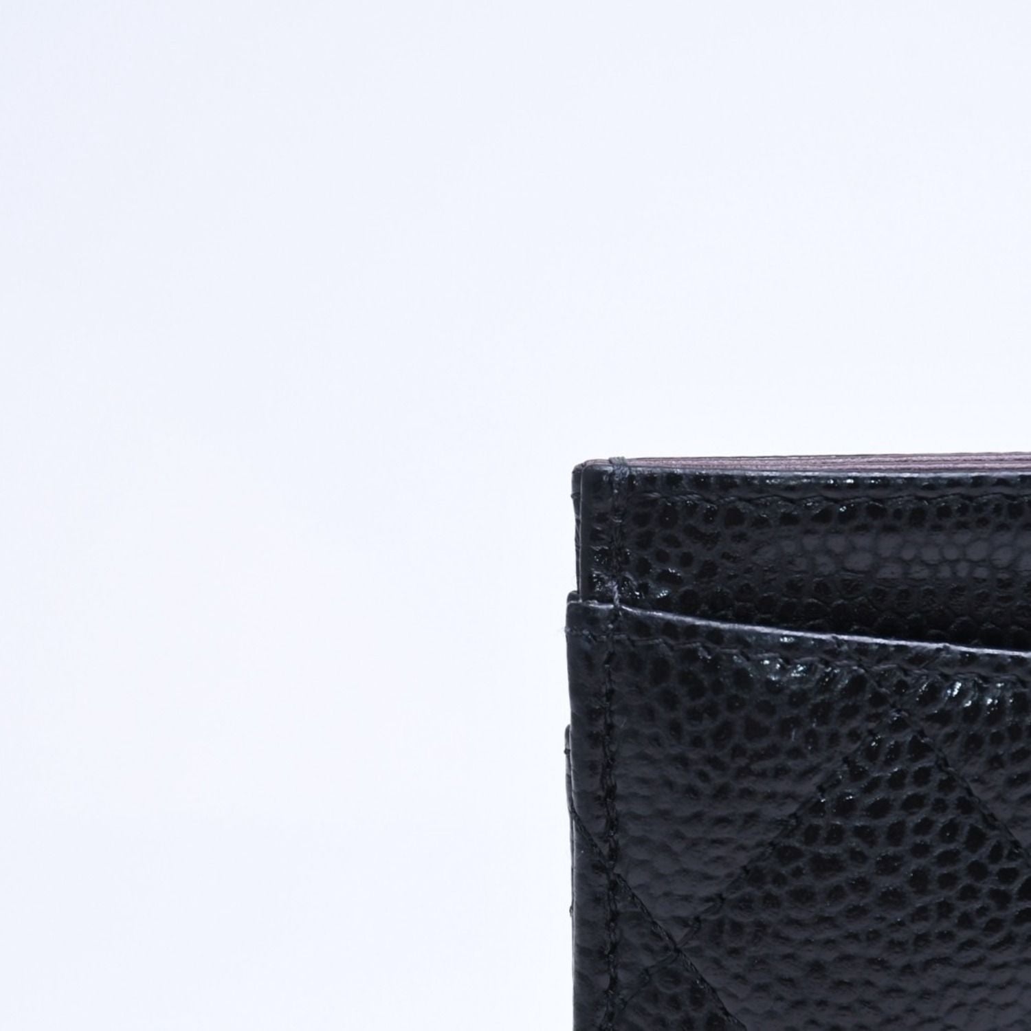 Chanel Classic Card Case Caviar Leather Quilted Black CC Logo Random Serial — view 8