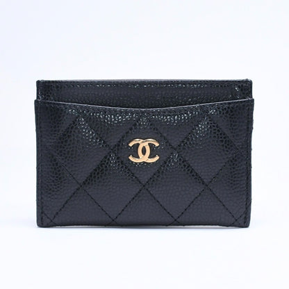 Chanel Classic Card Case Caviar Leather Quilted Black CC Logo Random Serial — view 2