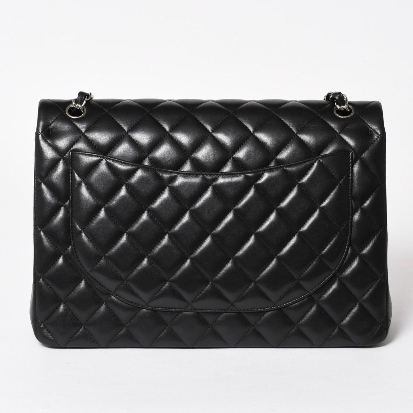 Chanel Maxi Quilted 33 Double Flap Chain Shoulder Bag CC Logo Lambskin Black — view 2