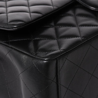 Chanel Maxi Quilted 33 Double Flap Chain Shoulder Bag CC Logo Lambskin Black — view 7