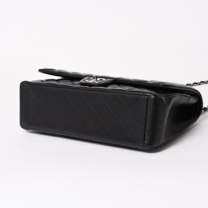 Chanel Maxi Quilted 33 Double Flap Chain Shoulder Bag CC Logo Lambskin Black — view 6