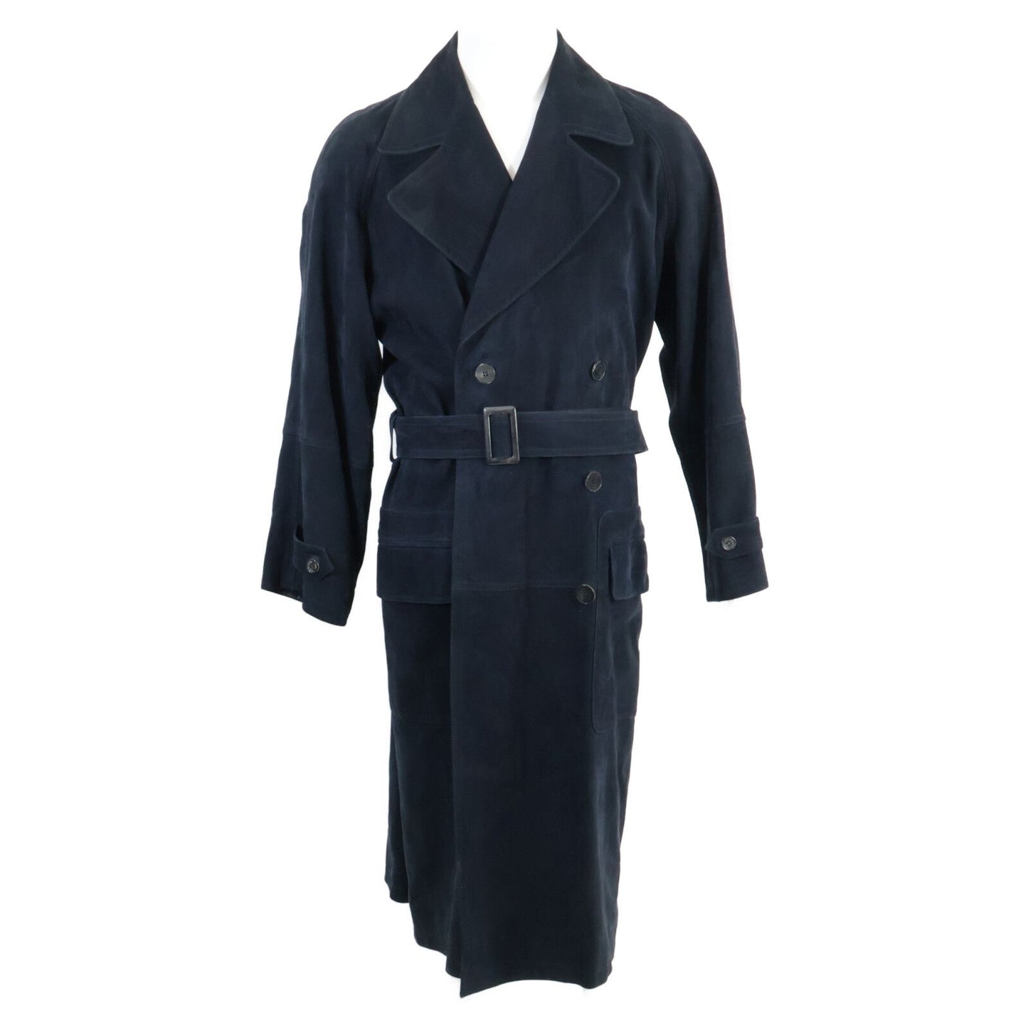 Hermes Nubuck Suede Lambskin Lining All Over Pattern Trench 44 Coat