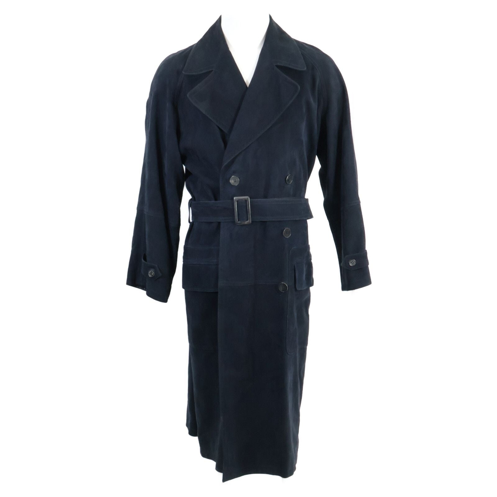 Hermes Nubuck Suede Lambskin Lining All Over Pattern Trench 44 Coat