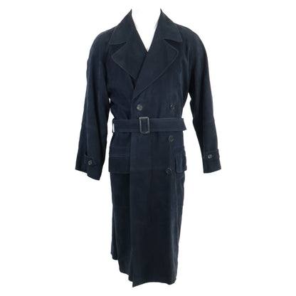 Hermes Nubuck Suede Lambskin Lining All Over Pattern Trench 44 Coat