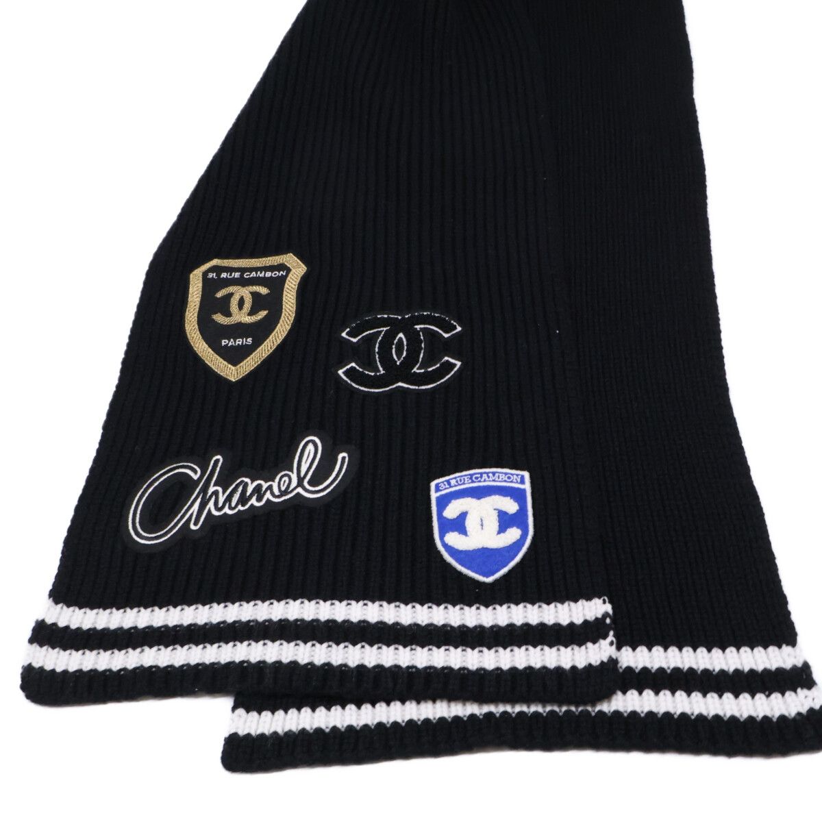 Chanel Cashmere 100 Logo Multi Patch Scarf — view 2