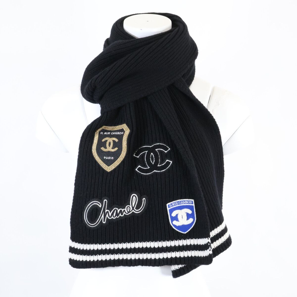 Chanel Cashmere 100 Logo Multi Patch Scarf — view 3