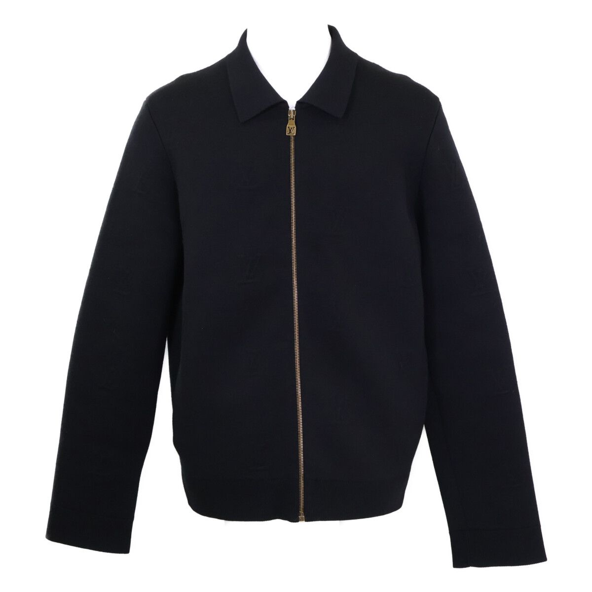 Louis Vuitton Nty Emboss Technical Wool Jacket Embossed LV Logo Zip Up Knit XL