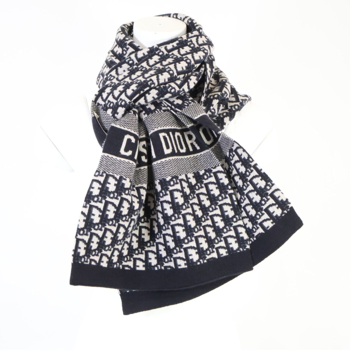 Dior Cashmere Blend Oblique Pattern Scarf — view 3