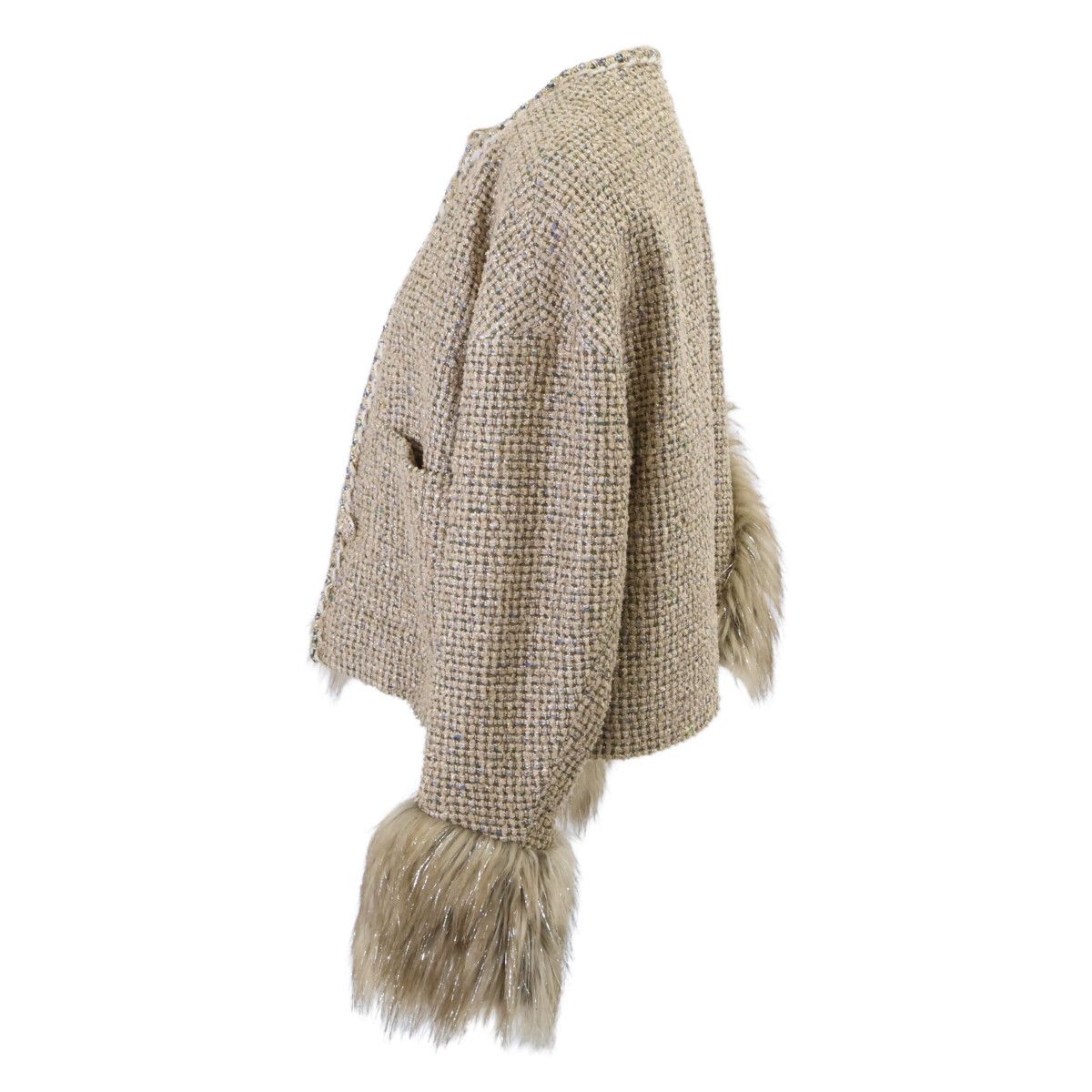 Chanel Tweed Bijou CC Logo Button Collarless Jacket 38 — view 2