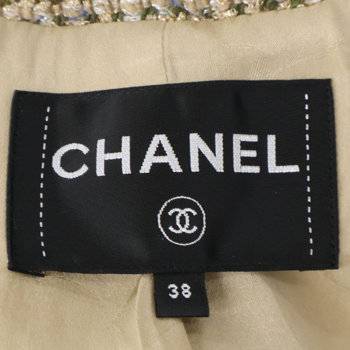 Chanel Tweed Bijou CC Logo Button Collarless Jacket 38 — view 6