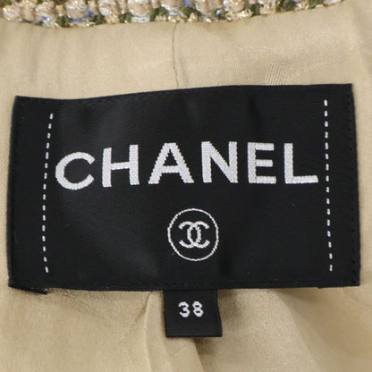 Chanel Tweed Bijou CC Logo Button Collarless Jacket 38 — view 6