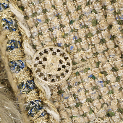 Chanel Tweed Bijou CC Logo Button Collarless Jacket 38 — view 9