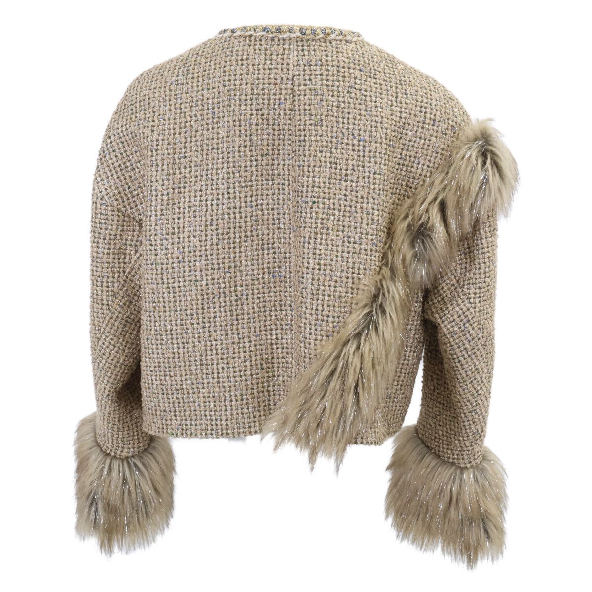 Chanel Tweed Bijou CC Logo Button Collarless Jacket 38 — view 3
