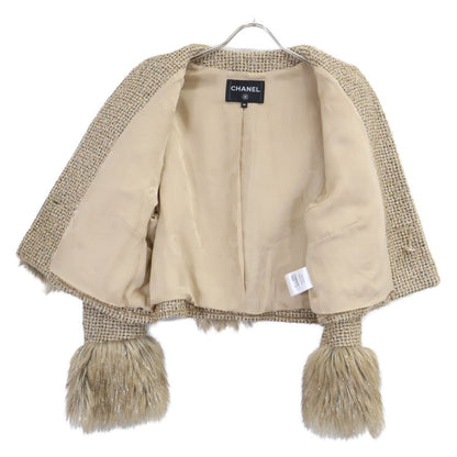Chanel Tweed Bijou CC Logo Button Collarless Jacket 38 — view 5