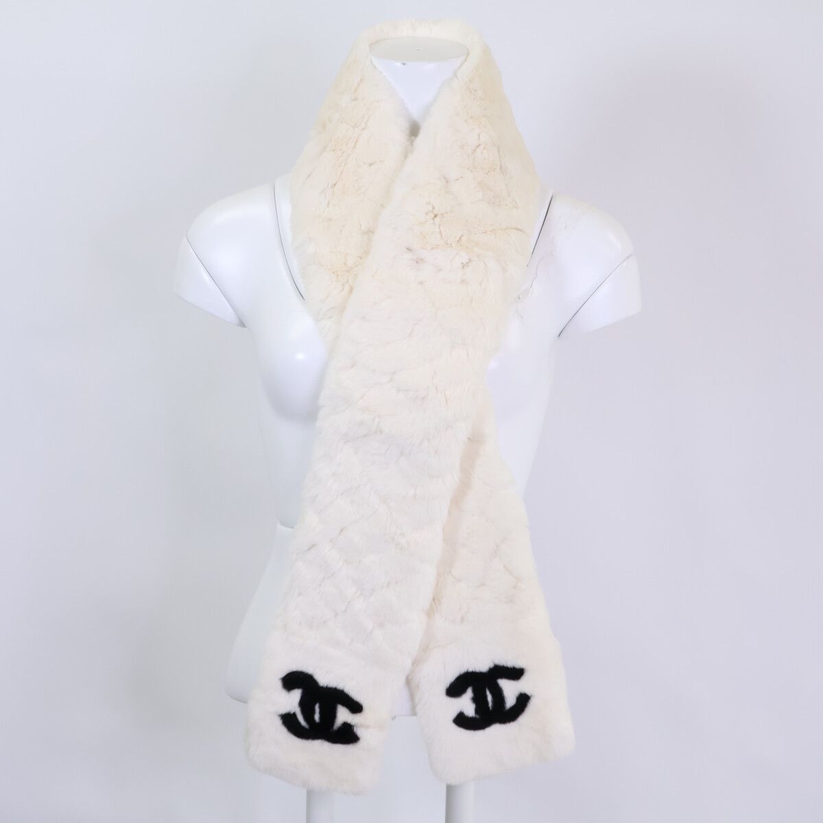 Chanel Orylag Rabbit Fur CC Logo Scarf — view 9