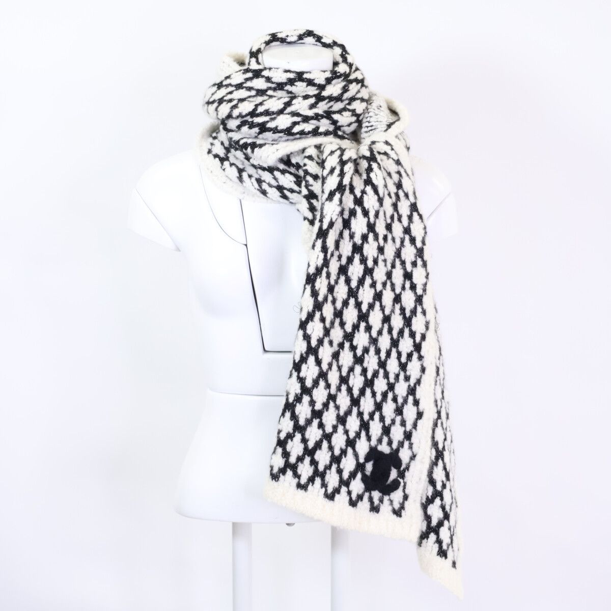 Chanel Cashmere CC Logo Quilted Scarf — view 4