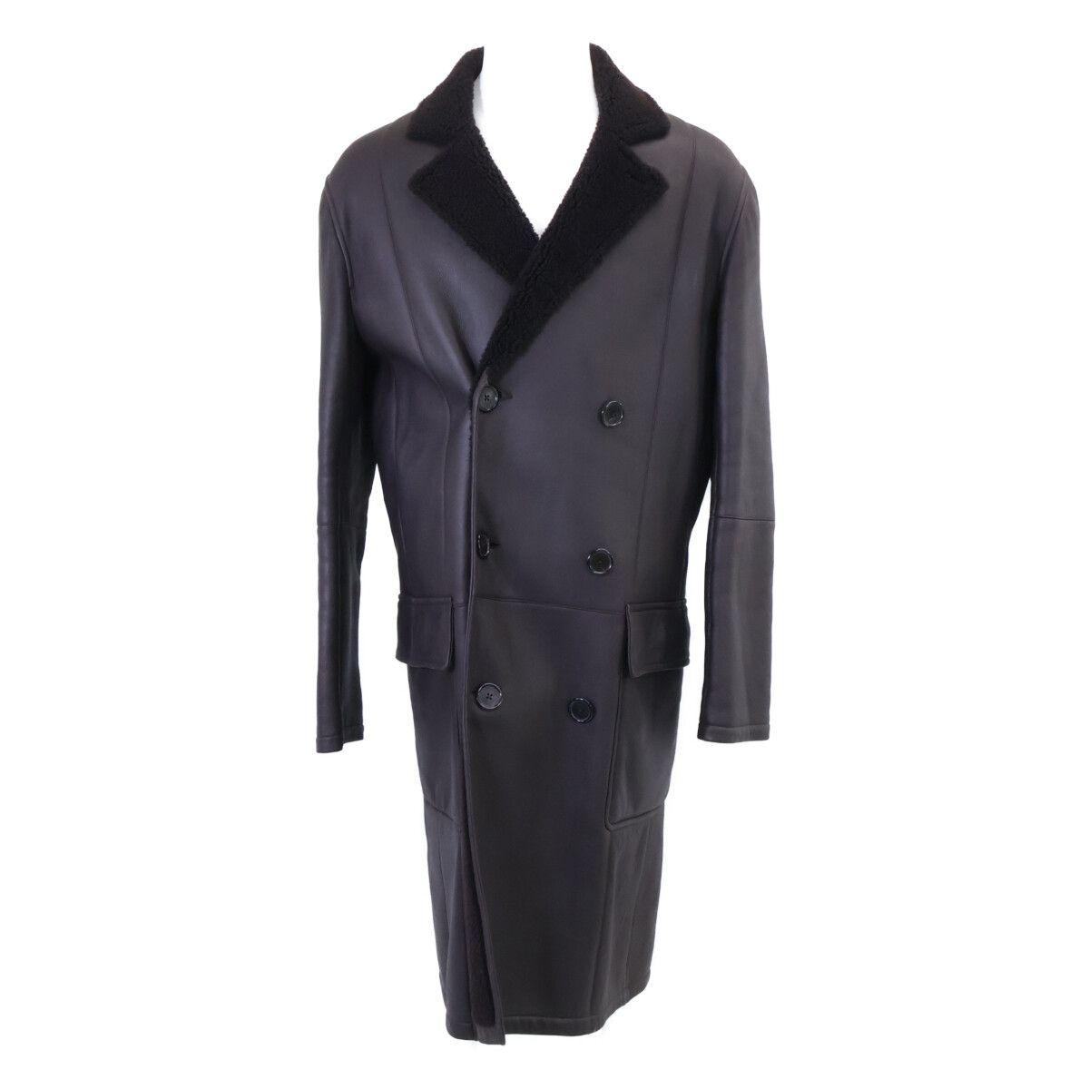 Hermes Baby Lambskin Double Breasted Shearling 48 Jacket