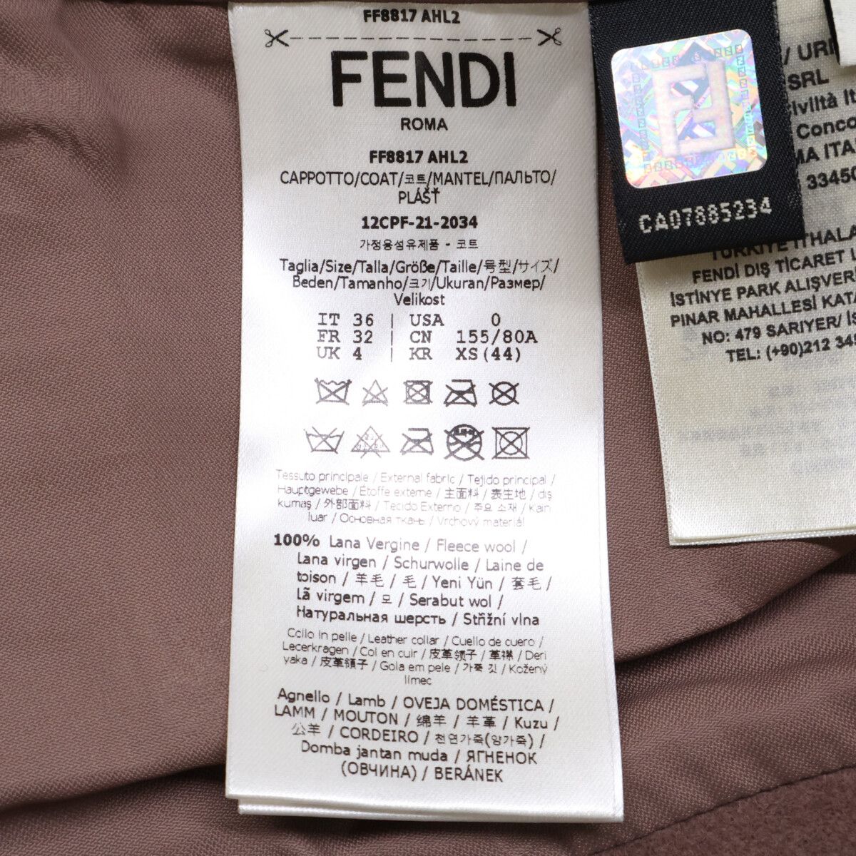 Fendi Lambskin Trim Wool Felt Chesterfield 36 Jacket — view 7
