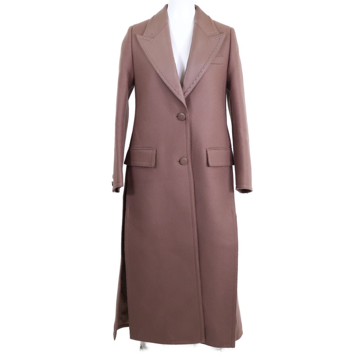 Fendi Lambskin Trim Wool Felt Chesterfield 36 Jacket