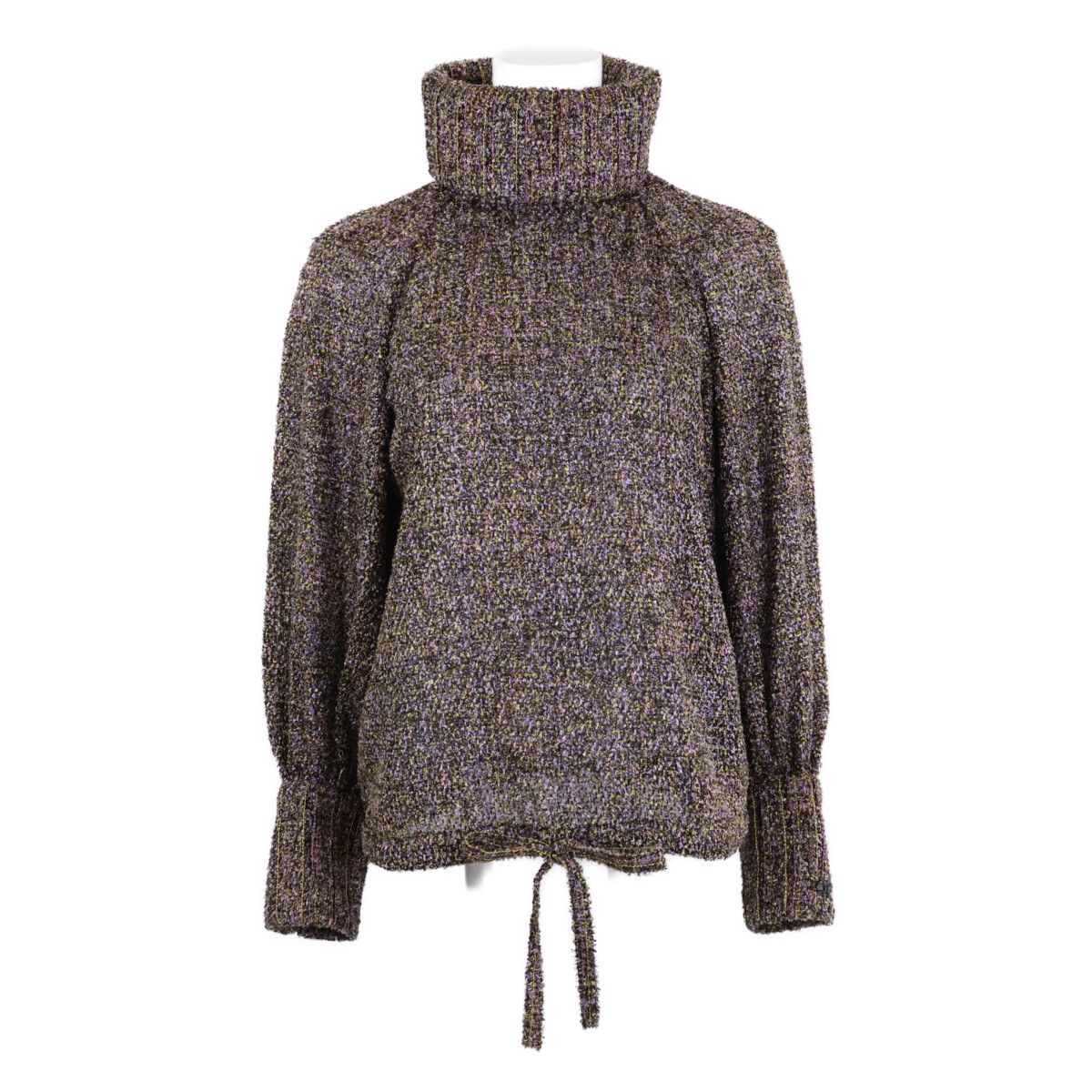 Chanel Calf CC Logo Turtleneck Shaggy Long Sleeve Top 36