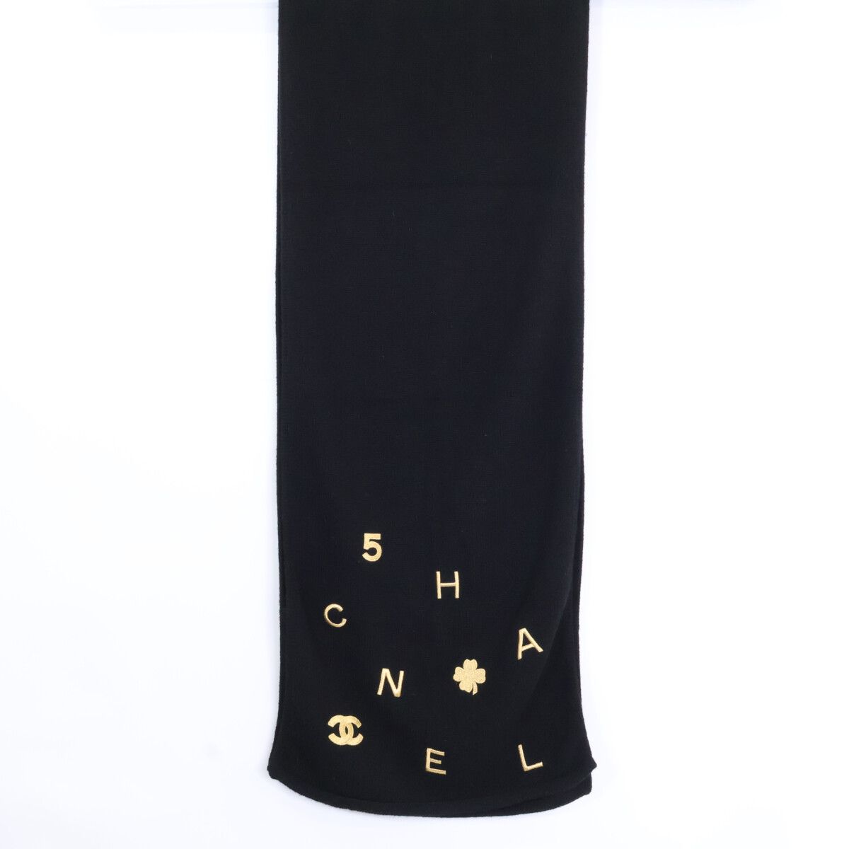 Chanel Clover CC Logo Embroidery Cashmere Scarf — view 2