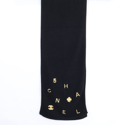 Chanel Clover CC Logo Embroidery Cashmere Scarf — view 2