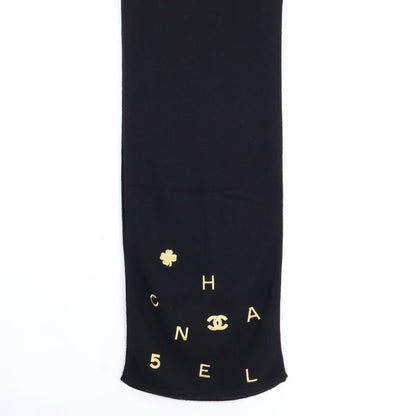 Chanel Clover CC Logo Embroidery Cashmere Scarf — view 3