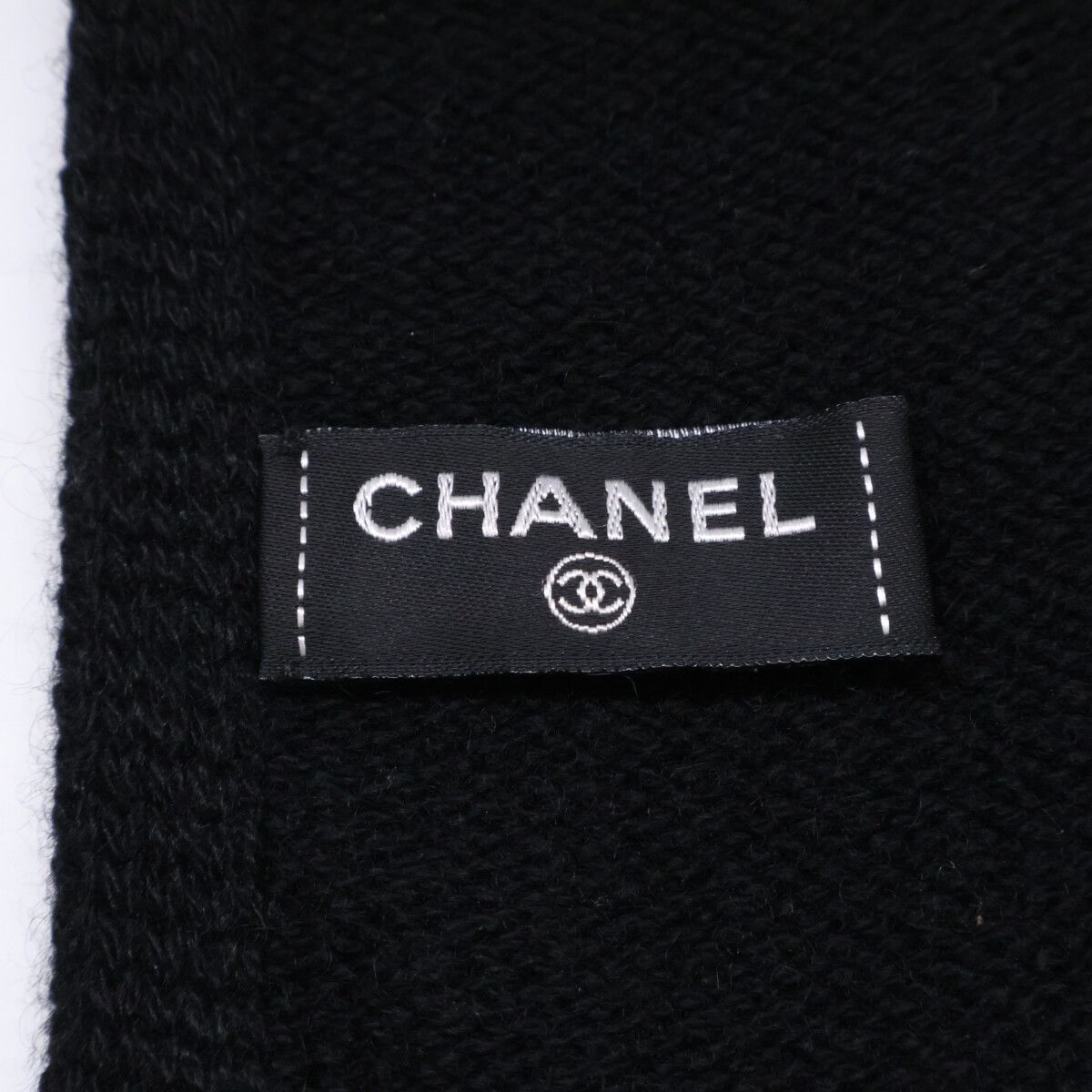 Chanel Clover CC Logo Embroidery Cashmere Scarf — view 5