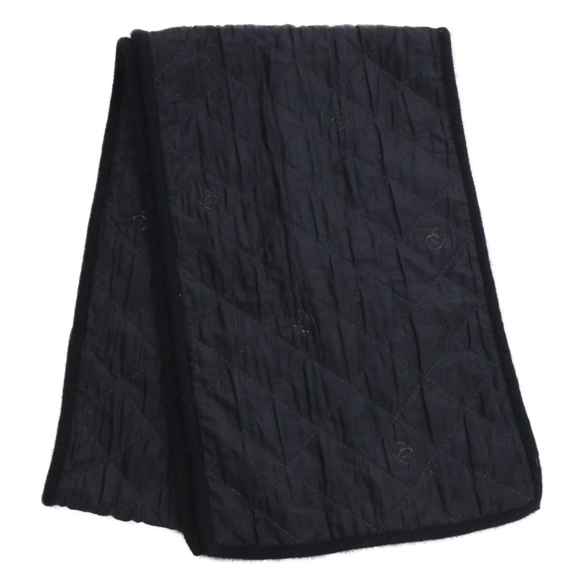Chanel Wool Silk Angora Lame CC Logo Embroidery Scarf