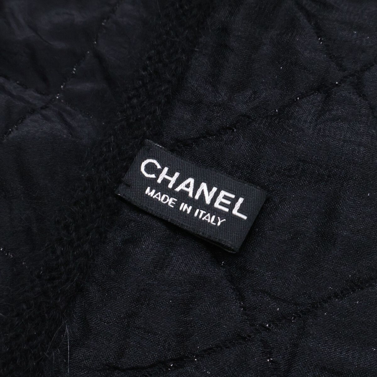 Chanel Wool Silk Angora Lame CC Logo Embroidery Scarf — view 5