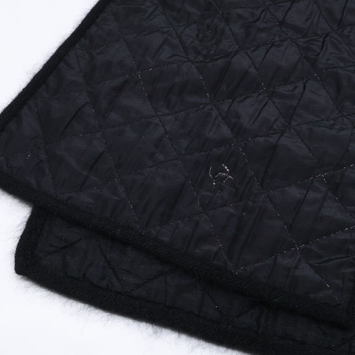 Chanel Wool Silk Angora Lame CC Logo Embroidery Scarf — view 4