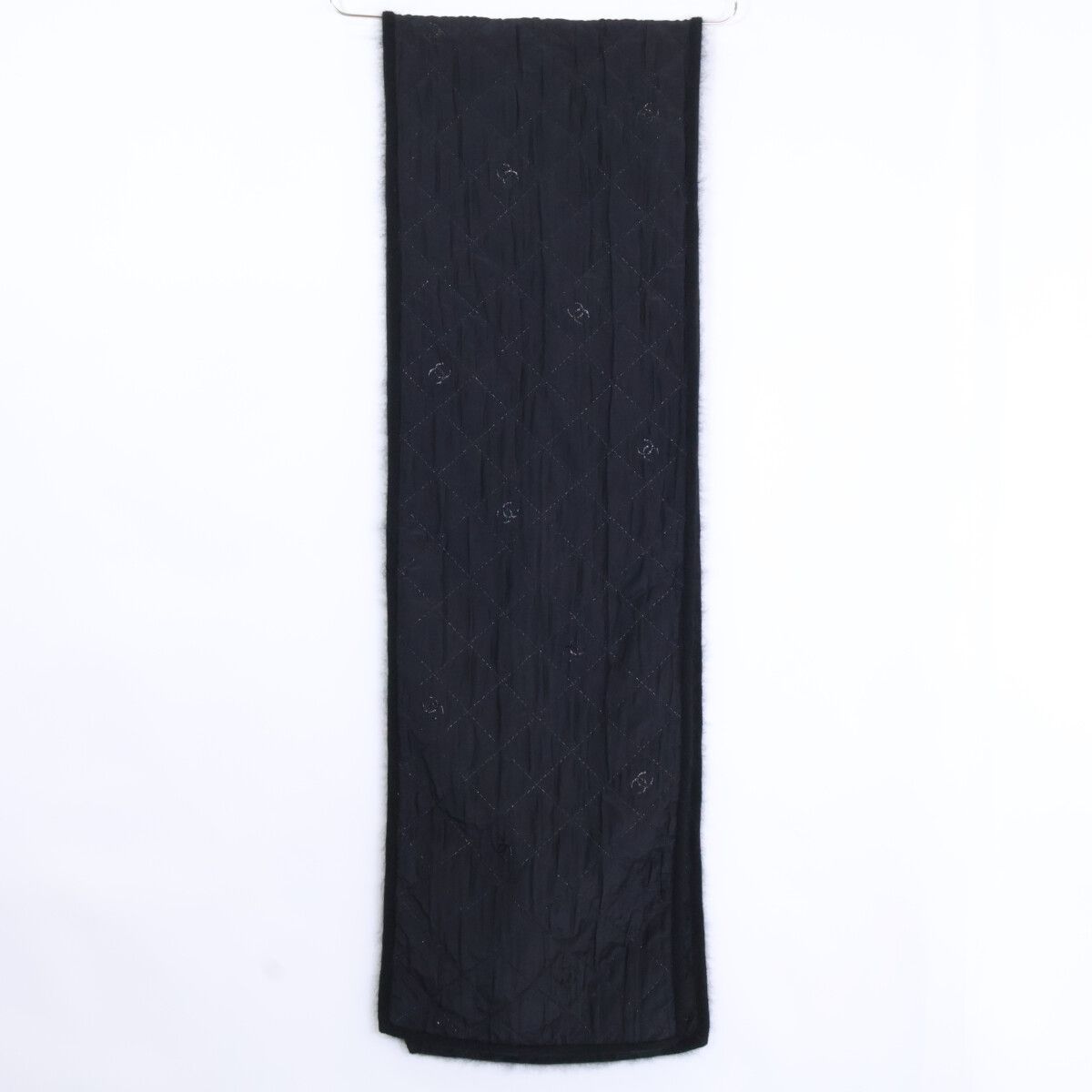 Chanel Wool Silk Angora Lame CC Logo Embroidery Scarf — view 2