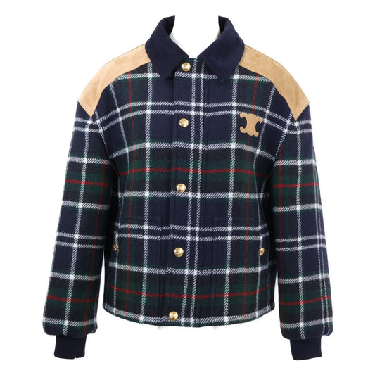 Celine Triomphe Tartan Check Wool Jacket 36