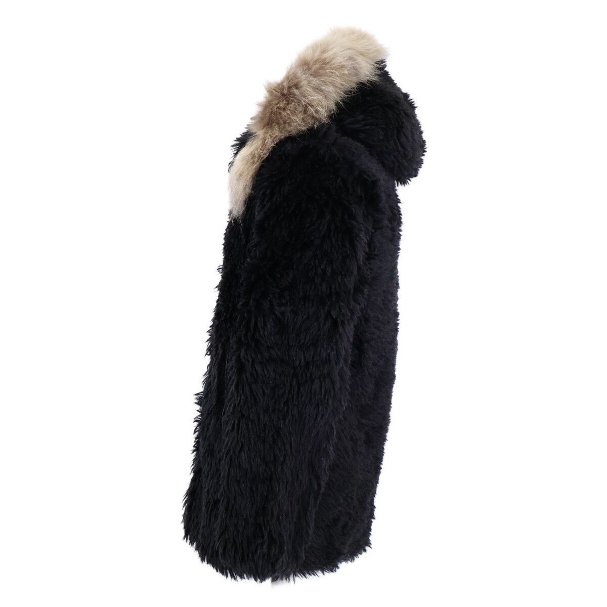 Saint Laurent Paris Mohair Wool Lace Up Fur Trimmed Hooded Zip Jacket 44 — view 2