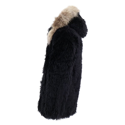 Saint Laurent Paris Mohair Wool Lace Up Fur Trimmed Hooded Zip Jacket 44 — view 2