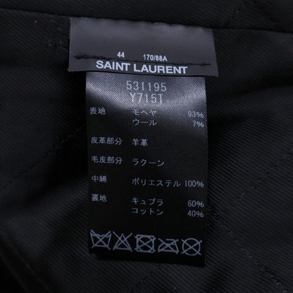 Saint Laurent Paris Mohair Wool Lace Up Fur Trimmed Hooded Zip Jacket 44 — view 6