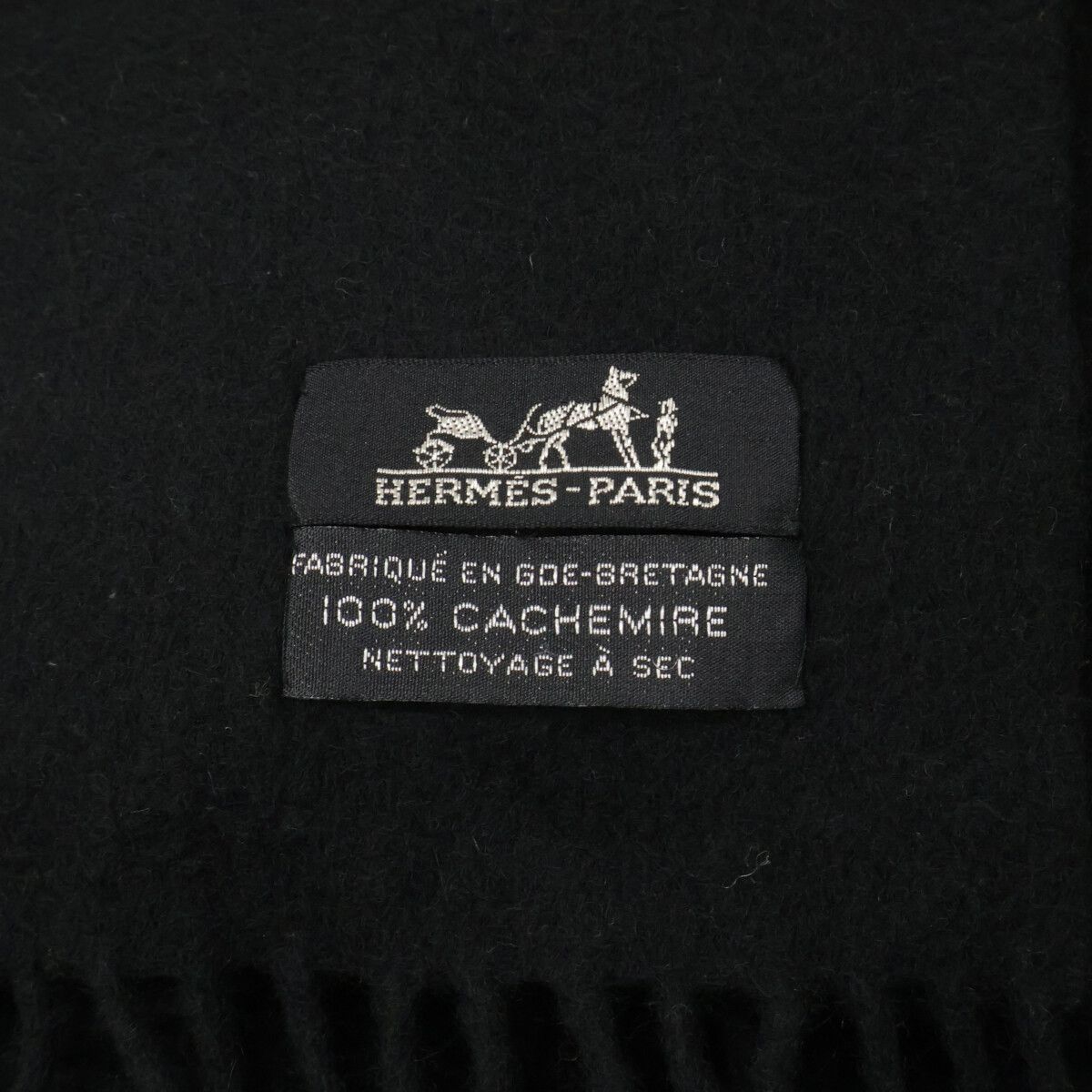 Hermes Cashmere 100 Logo Embroidery Fringe Large Scarf — view 4