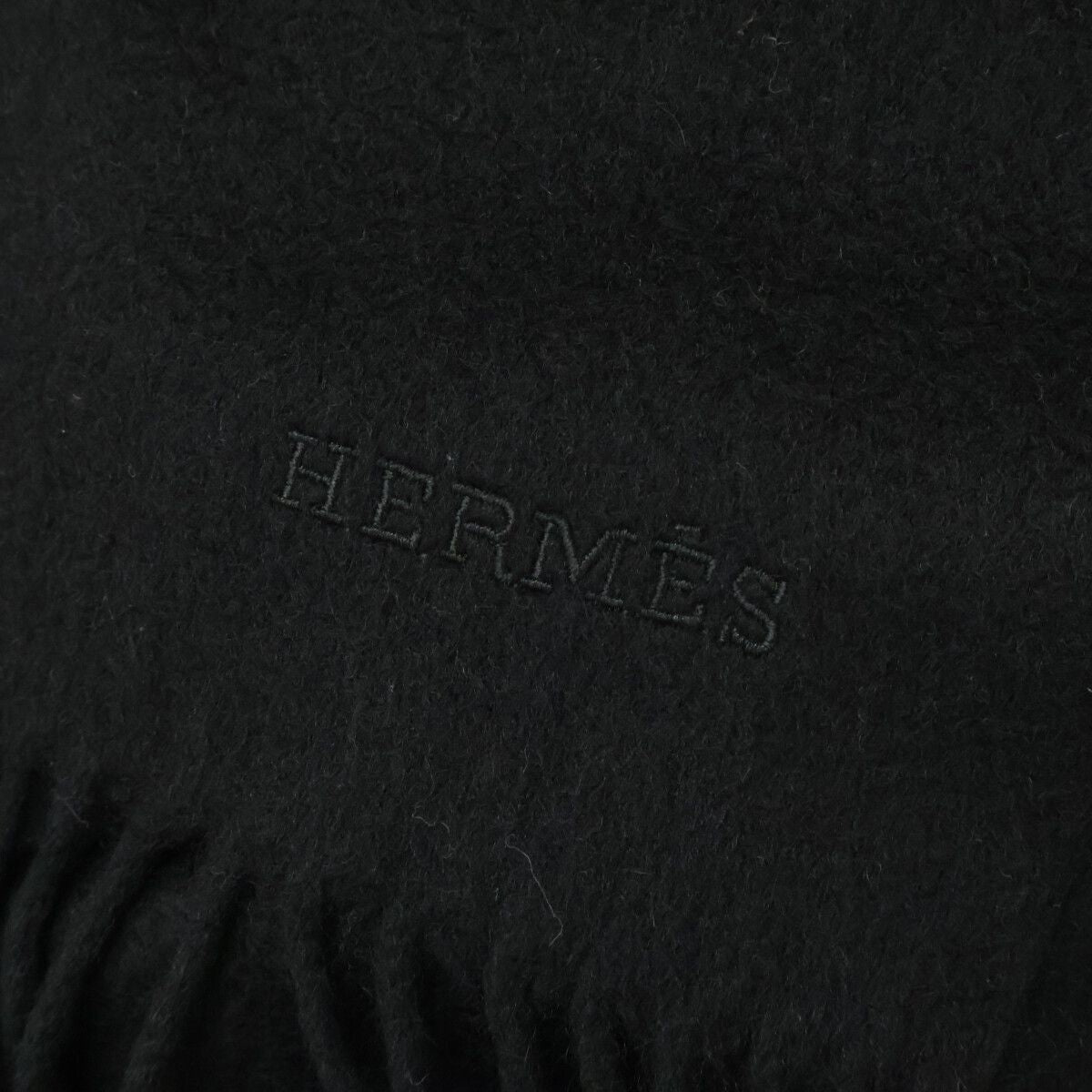 Hermes Cashmere 100 Logo Embroidery Fringe Large Scarf — view 5