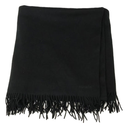 Hermes Cashmere 100 Logo Embroidery Fringe Large Scarf