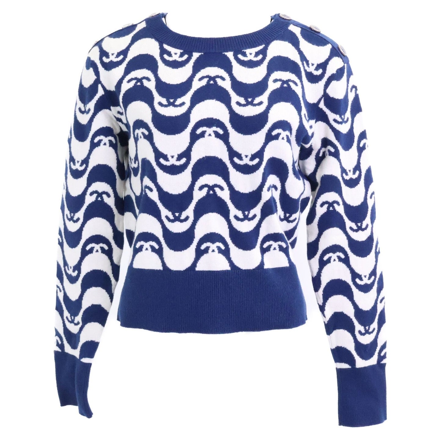 Chanel Allover CC Logo Button Knit Sweater 36